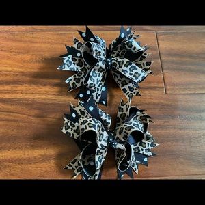 Girl’s Leopard Print and Polka Dot Bows